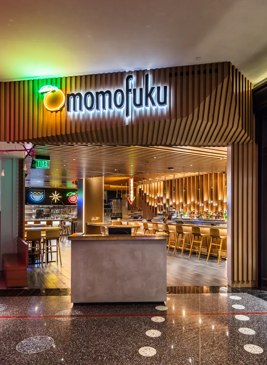 Momofuku restaurant interior finish work by Forte Specialty Contractors.