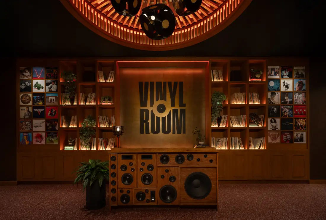 Vinyl Room entrance build-out by a Las Vegas hospitality general contractor